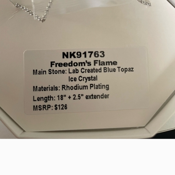 Sparkling Silver Necklace with Aqua Pendant - Picture 4 of 4